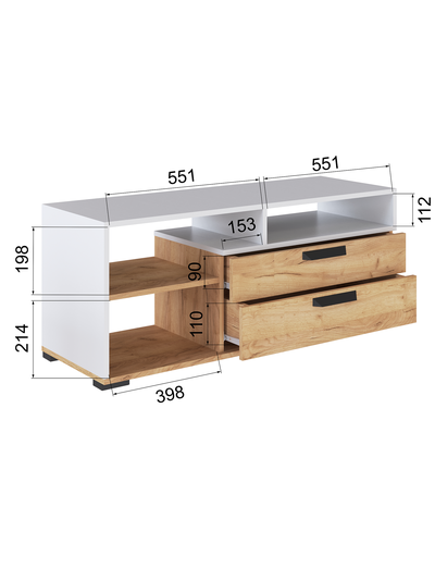 ТВМ-7 Тумба под ТВ Белый с тиснением «Древесные поры»