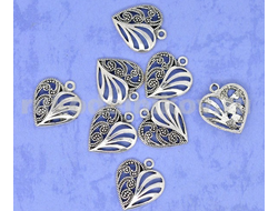подвеска "Сердце ажурное", цвет-античное серебро, 3 шт/уп