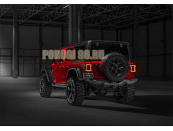 Бампер силовой задний длинный AL (черный)  (без номерной рамки) для Jeep Wrangler JL, все комплектации (2017-...)