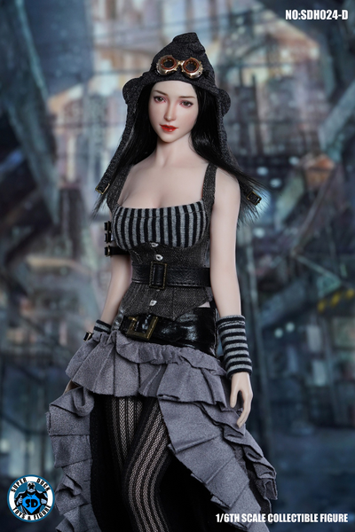 Женская голова (скульпт) c длинными волосами (черные) - 1/6 scale Female Head Sculpture (SDH024D) - SUPER DUCK