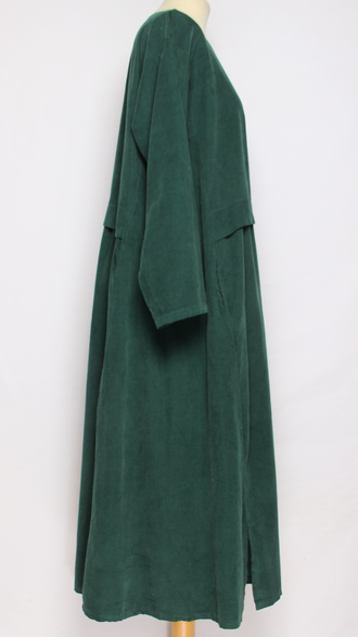 Платье Бохо "Два разреза " вельветовое малахит до р.56