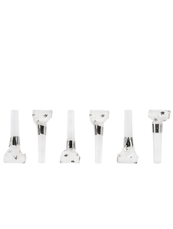 Язычки гудки, Звезды, Белый/Серебро, Металлик, 6 см, 6 шт