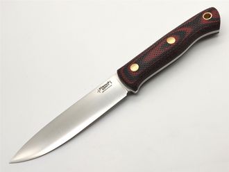 Нож Бушкрафт сталь N690 чёрно-красная микарта