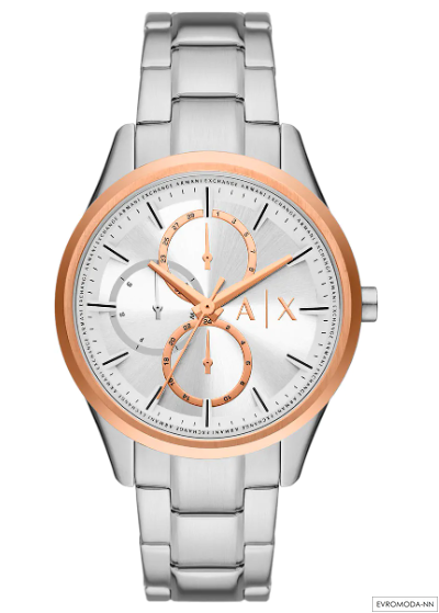 Часы мужские Armani Exchange AX1870 с серебряны циферблатом на стальном браслете. число, день недели