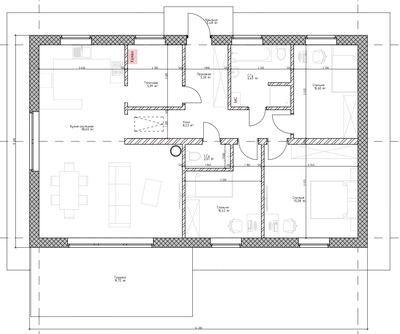 Одноэтажный дом с тремя спальнями 103м² (S29)