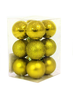 Набор из 12-ти пластиковых шаров, 5 см, цвет-золотой 37765