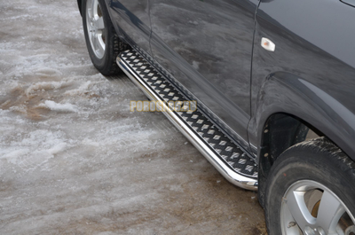 Пороги с накладным листом	d53 для Hyundai Tucson (2004-2010)