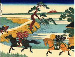 Картина обогреватель, репродукция японской живописи Деревня Сэкия на реке Сумидагава