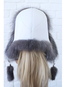 Ушанка "Полярная звезда" цвет белый + чернобурка (копия)