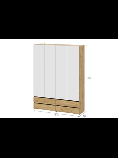 Абрау Шкаф четырехстворчатый (с ящиками) Дуб золотой/Белый