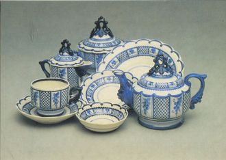 Искусство Гжели. Чайный набор &quot;Сеточка&quot; 1987 г.