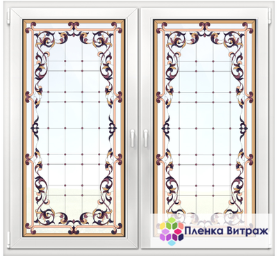 Витражная пленка, витражная пленка самоклеющаяся, пленочный витраж с классическим рисунком