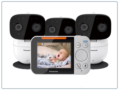 Видеоняня Panasonic KX-HN3001-X4. В комплекте монитор 3,5" и четыре поворотных видеокамеры, VGA