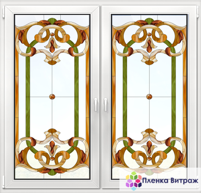 Витражная пленка, витражная пленка самоклеющаяся, пленочный витраж с классическим рисунком матовая