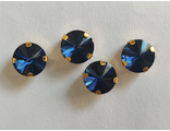 Стразы в золоте' тёмный сапфир 10 мм