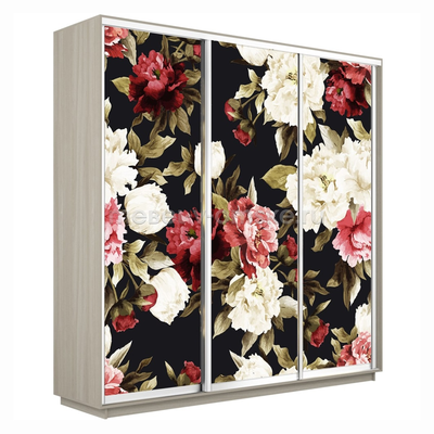 Шкаф-купе Трио-Фото (Пионы) 1800*450*2200