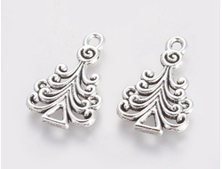 ПОДВЕСКА В ТИБЕТСКОМ СТИЛЕ "ЁЛОЧКА" - 23*14мм - АНТИЧНОЕ СЕРЕБРО