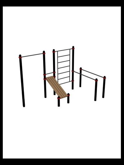 Воркаут комплекс: турник, стенка, брусья, пресс-скамья Д-108 AVW017
