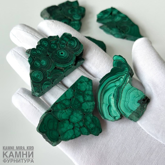 Малахит (мстр.Конго) срез средний 3-5 см, цена за штуку