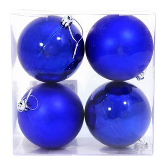 Набор из 4-х пластиковых шаров,  8 см, цвет-синий 40887