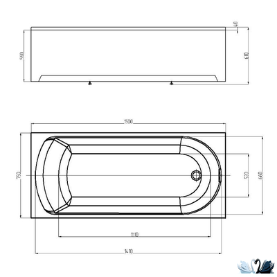 Ванна Aquatek Ника 150x75 см NIK150-0000001, акриловая, прямоугольной формы