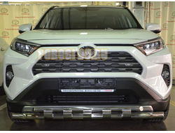 Защита переднего бампера двойная с перемычками d60/42 для Toyota RAV4 (2019-...)