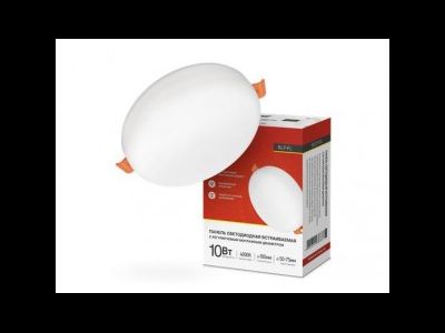 Светильник встраиваемый светодиодный ASD/InHome даунлайт безрамочн. RLP-FL 10W(700lm) 4000К 4K d100(50-75) круг бел IP20