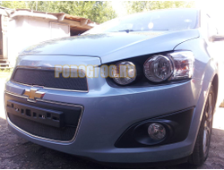 Защита радиатора Chevrolet Aveo 2012- black низ