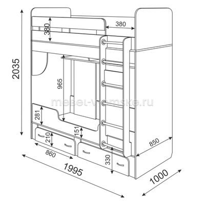 Кровать 2-х ярусная Остин М25