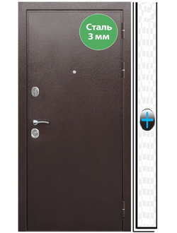 Стальная дверь Рекс 5 Антик медь 2.5 - 3 мм / Внутренняя ПАНЕЛЬ НА ВЫБОР