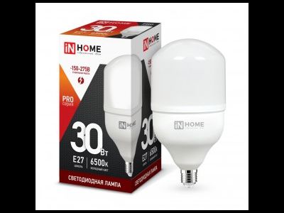 Лампа светодиодная ASD/InHome высокомощн. E27 30W (2700lm) 6500К 6K 230V 181x100 HP-PRO 1088