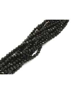 Бусины стеклянные граненные "Рондель", 2 мм, цвет черный (302)