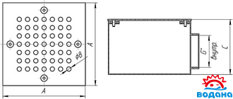 Донный слив квадратный 200х200х120 (плитка)