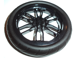 Wheel 75mm D. x 17mm Motorcycle with Black Tire 94.3mm D. Motorcycle Racing Tread Narrow  88517 / 67140 , Black (88517c03)