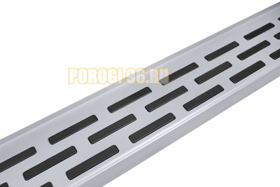 Пороги алюминиевые "Premium Silver" 2250 серебристые Slitkoff для Hyundai Starex H-1 2007-2021