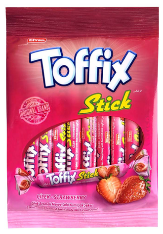 жевательные конфеты toffix stick клубника, 70 гр