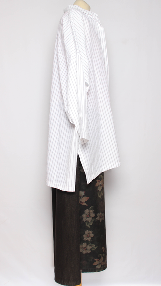 Рубашка Бохо "Хлопок свободная" мокко, серая полоска, белая, черная р.48-58