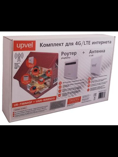 Комплект UR-736N4GF 4G/LTE Wi-Fi роутер стандарта 802.11n 300 Мбит/с + Внешняя антенна UAN-WMDD13 13dbi