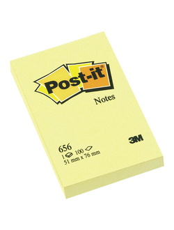 Блок самоклеящиеся (стикер) POST-IT ORIGINAL 51х76 мм, 100 л., желтый, 656