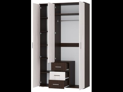 «Белла» шкаф 3-х ств. 1200*2120*470 венге/ясень белый НОВЫЙ ЦВЕТ