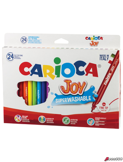 Фломастеры CARIOCA (Италия) «Joy», 24 цвета, суперсмываемые, вентилируемый колпачок, картонная коробка. 150108