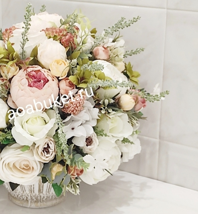Светлая Композиция из искусственных цветов - Пионы Шик № МС045 - в Москве