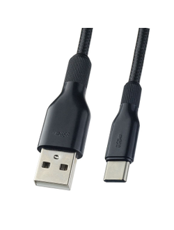 Мультимедийный кабель USB2.0 A вилка - micro USB вилка, силикон, черный, длина 1 м, бокс (U4907)