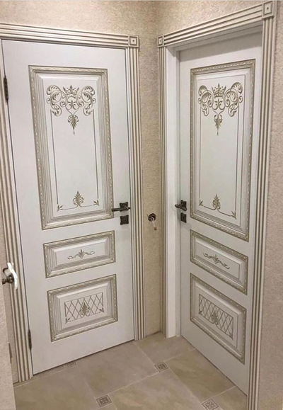 ТРИО КОРОНА В3. БЕЛАЯ ЭМАЛЬ/ ПАТИНА БЕЛОЕ ЗОЛОТО. ПОЛОТНО ГЛУХОЕ