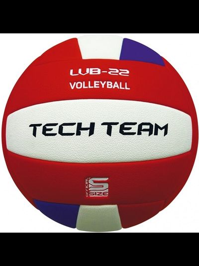 Волейбольный мяч TechTeam LVB‑22, размер 5: клеёная модель из полиуретана, бело‑синяя расцветка.