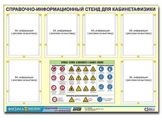 Стенд информационный ЭДУСТЕНД "Правила техники безопасности в кабинете физики" (80х110, 6 карманов)