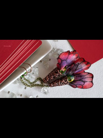 Волшебные серьги "Крылышки Маковой Феи" (шёлк, хрустальные бусины, чешский бисер)