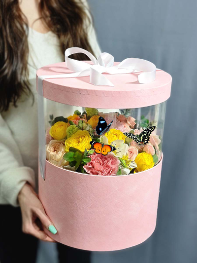 Букет в коробке с бабочками №91