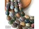 "Индийский агат" халцедон с яшмой, хлоритом, кварцем крупные оливы гладкие 15х21 мм, цена за нить 19 см