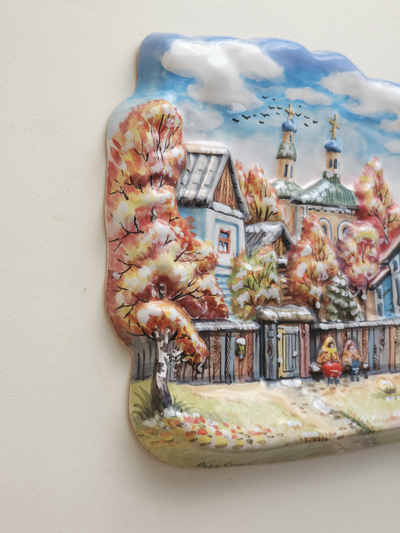 Городской сюжет первый снег (панно)